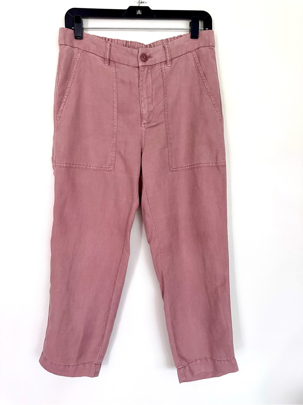 J. Crew Linen Blend Mauve Rose Straight-Leg Chino Pants Size 8